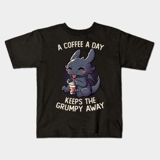 A Coffee a Day Keeps The Grumpy Away Funny Cute Gift Kids T-Shirt